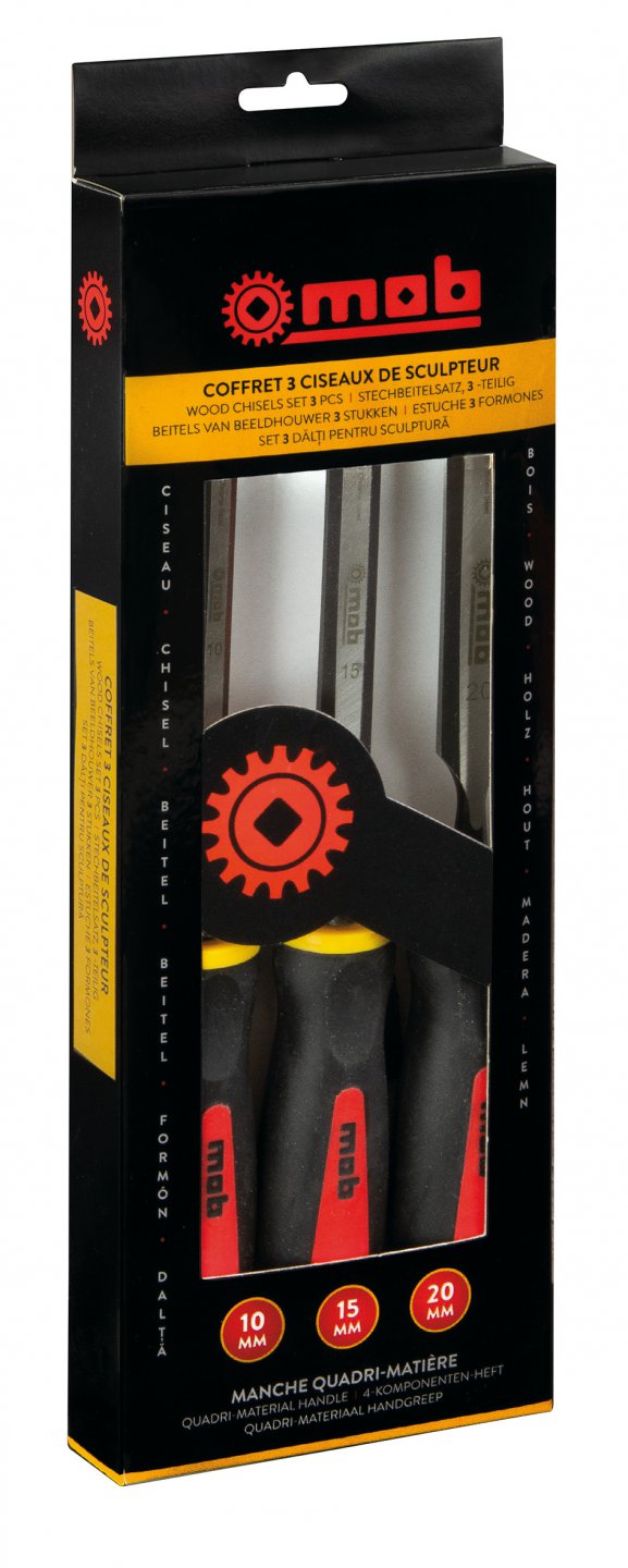 Set 3 dalti pentru sculptura in lemn, maner trimaterial