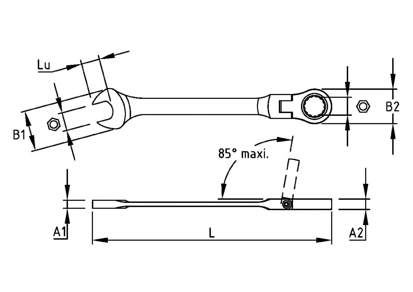 Cheie combinata cu clichet, articulata 02