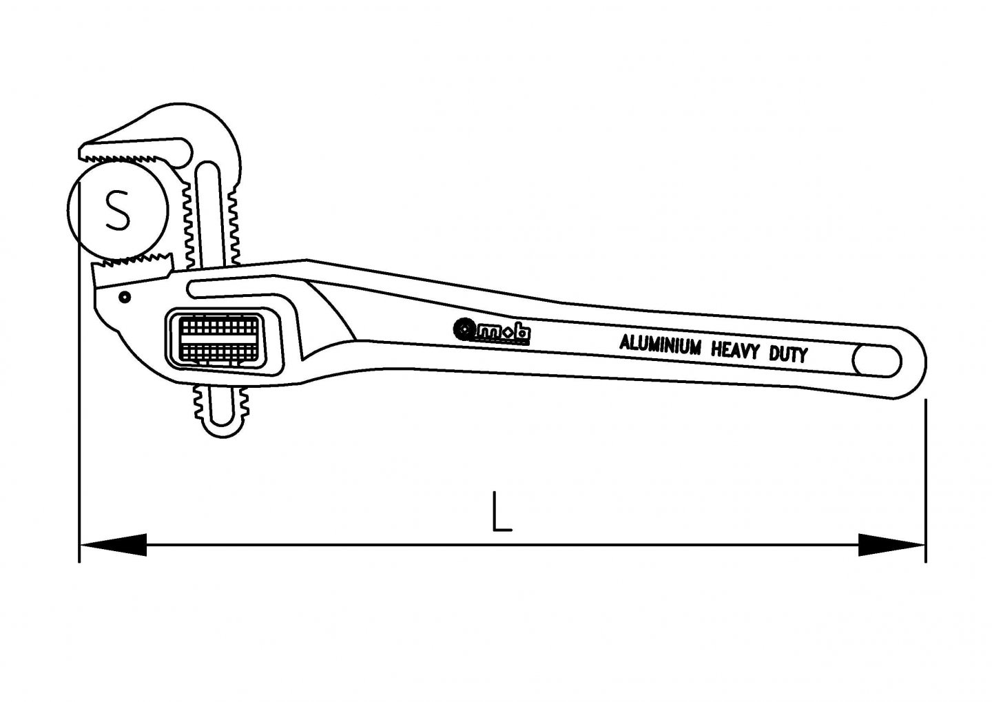 Cleste u.s. stillson pentru tevi cu gura la 900, corp din aliaj usor 02