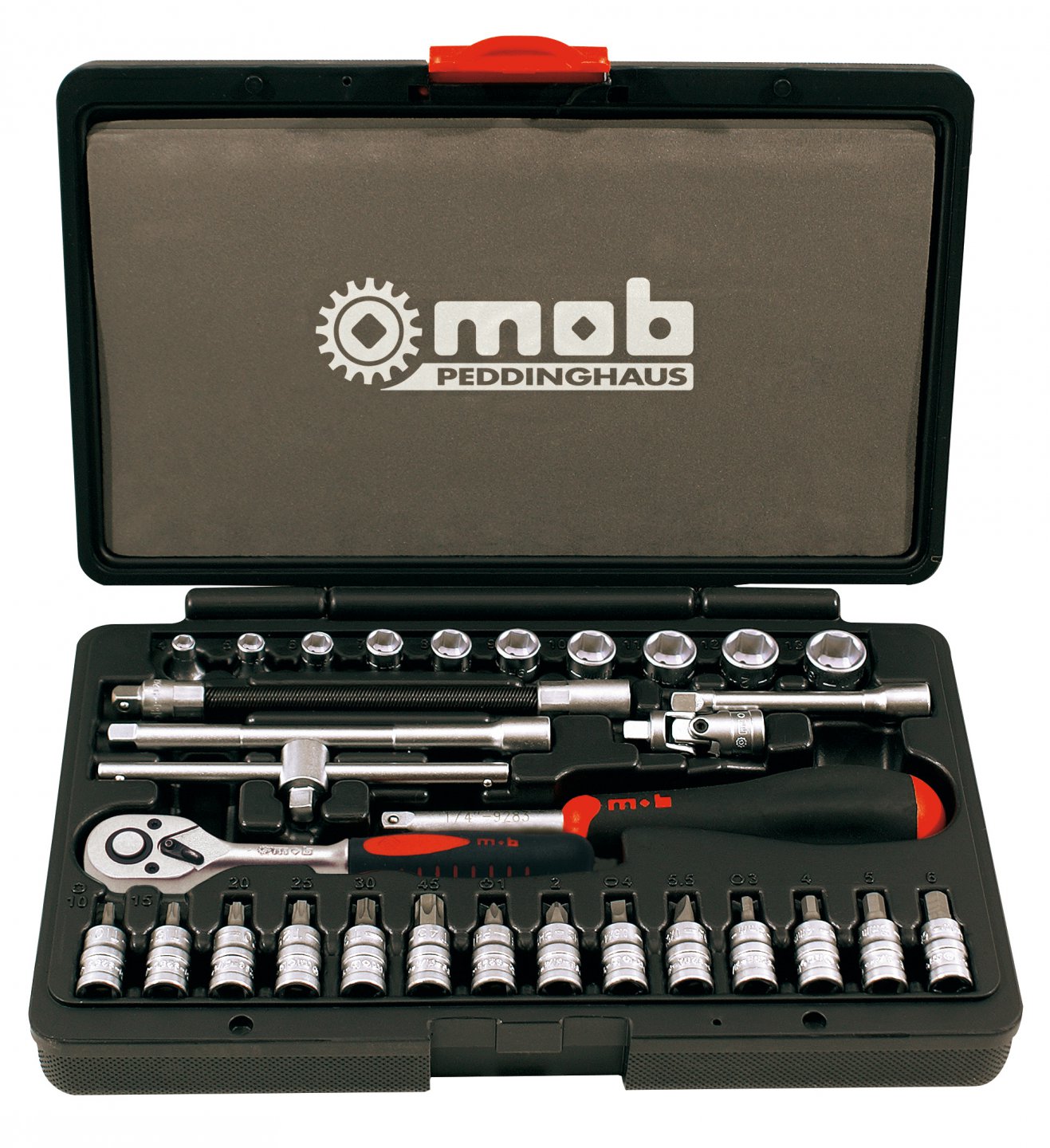 Cutie plastic 1/4'' 31 buc. cliquet pere 6 puncte