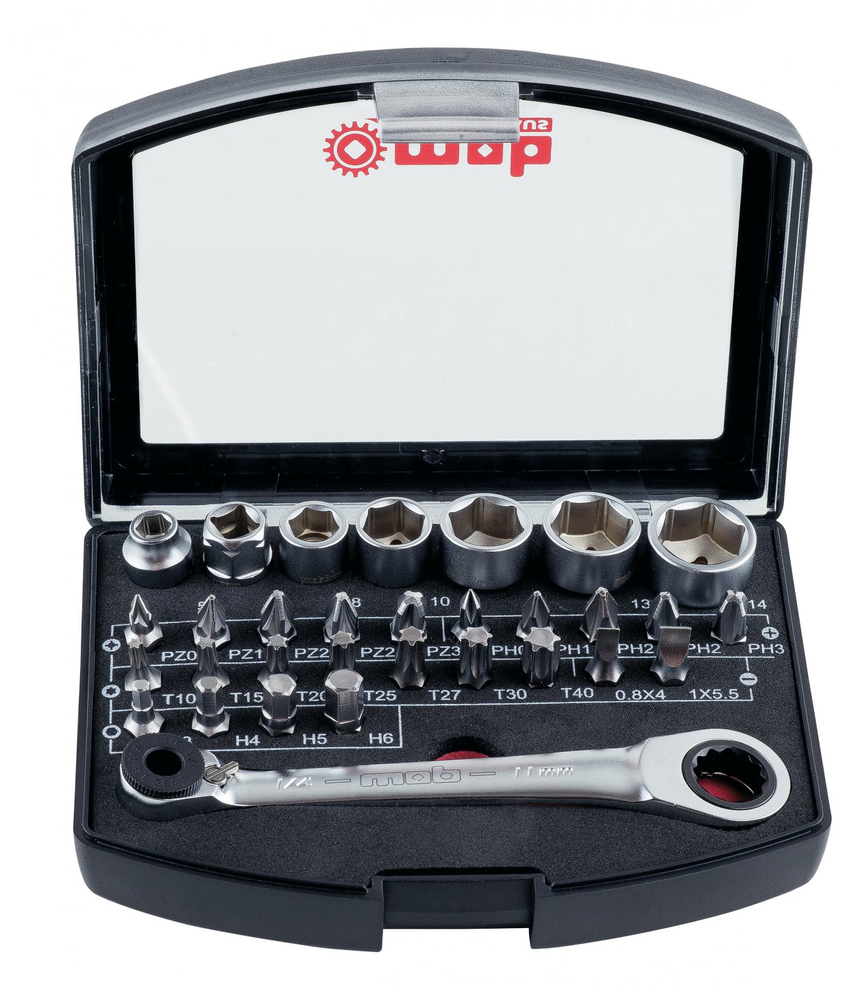 Trusa 31 bituri, capete si accesorii 1/4 box31