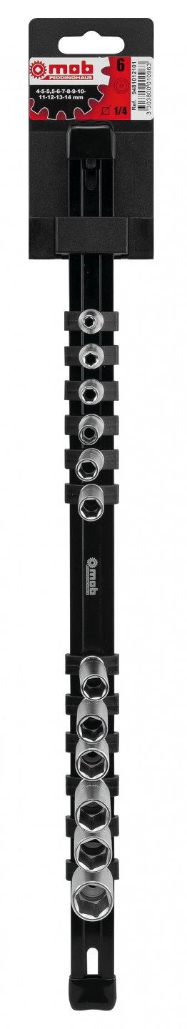 Set 12 capete chei tubulare lungi 1/4 sh pe suport metalic 02