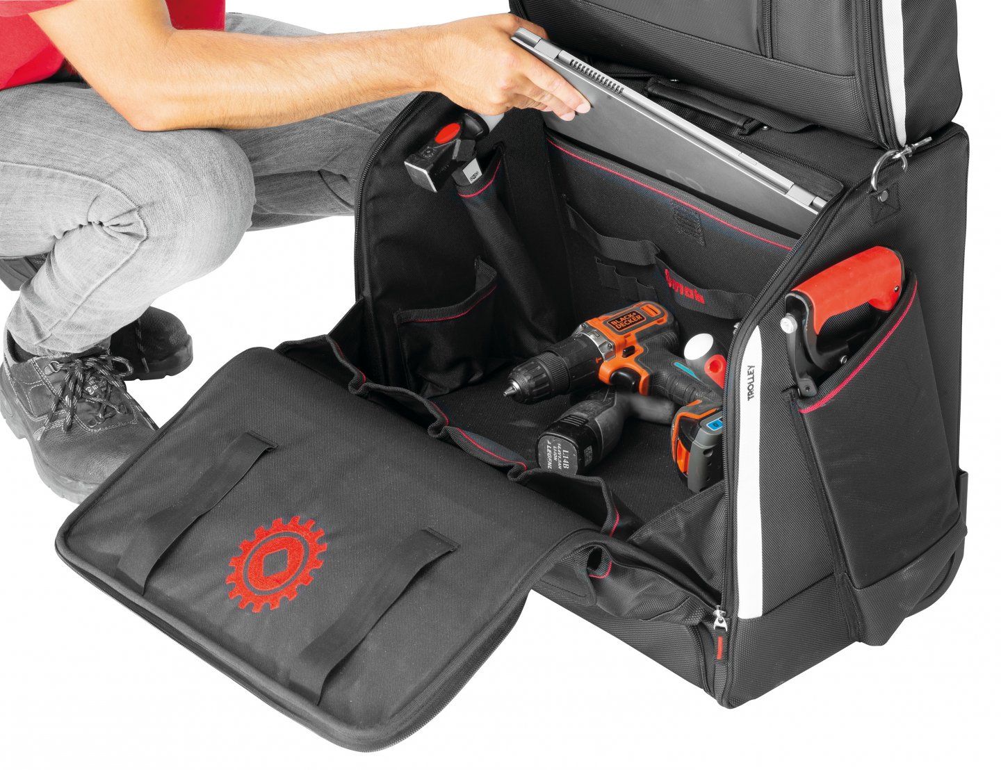 Set trolley b'up pentru scule si geanta textil pentru scule essentiel 05