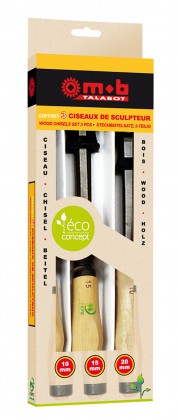 Set 3 dalti pentru sculptura in lemn, maner lemn